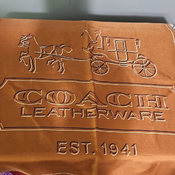 Coach EUC SILK Colorful Patchwork Scarf with Logo - Picture 3 of 5